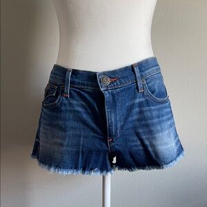True Religion Distressed Blue Denim Shorts